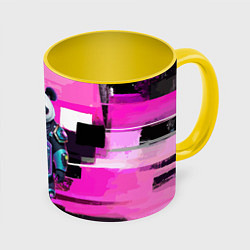 Кружка 3D Funny panda - cyberpunk, цвет: 3D-белый + желтый