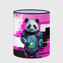 Кружка 3D Funny panda - cyberpunk, цвет: 3D-синий кант — фото 2