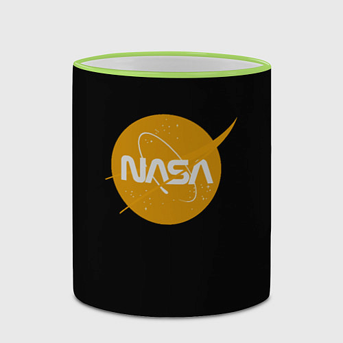 Кружка цветная NASA yellow logo / 3D-Светло-зеленый кант – фото 2