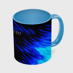 Кружка 3D Forspoken frey blue game abstraction, цвет: 3D-белый + небесно-голубой