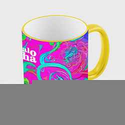 Кружка 3D Abstract floral pattern - aloha, цвет: 3D-желтый кант