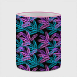 Кружка 3D Тропические пальмовые листья, цвет: 3D-розовый кант — фото 2