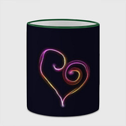 Кружка 3D Неоновое сердечко, цвет: 3D-зеленый кант — фото 2