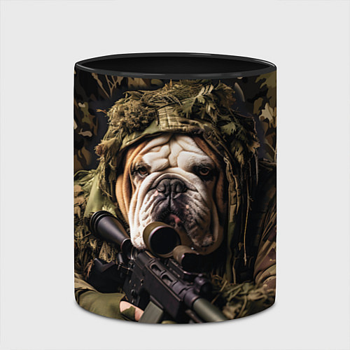 Кружка цветная Английский бульдог боец в камуфляже / 3D-Белый + черный – фото 2