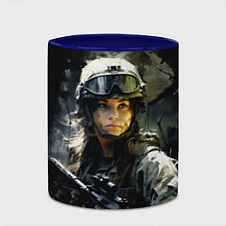 Кружка 3D Девушка воин в боевой экипировке, цвет: 3D-белый + синий — фото 2