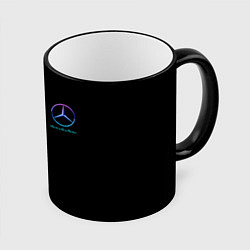 Кружка 3D Mercedes benz неон текстура, цвет: 3D-черный кант
