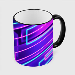Кружка 3D Neon Geometric, цвет: 3D-черный кант