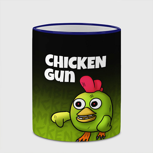 Кружка цветная Chicken Gun - Zombie Chicken / 3D-Синий кант – фото 2