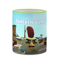 Кружка 3D Chicken Gun - shooter, цвет: 3D-светло-зеленый кант — фото 2
