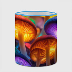 Кружка 3D Неоновые светящиеся грибы, цвет: 3D-небесно-голубой кант — фото 2