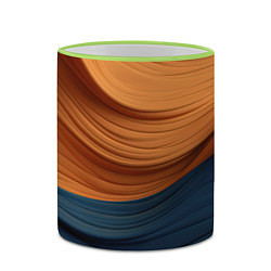 Кружка 3D Оранжевая и синяя абстракция, цвет: 3D-светло-зеленый кант — фото 2