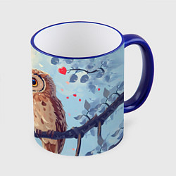Кружка 3D Влюбленные совы 14 февраля, цвет: 3D-синий кант