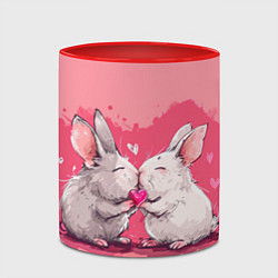 Кружка 3D Милые влюбленные кролики, цвет: 3D-белый + красный — фото 2