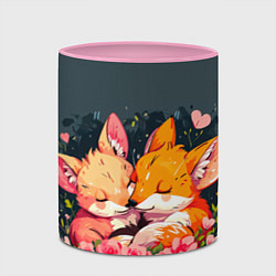 Кружка 3D Милые лисички в цветах, цвет: 3D-белый + розовый — фото 2