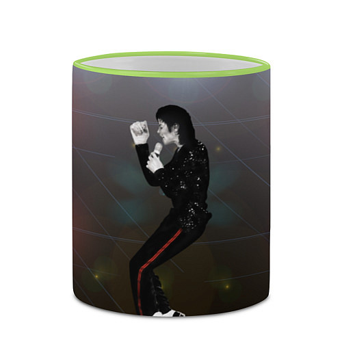 Кружка цветная Michael Jackson в прыжке / 3D-Светло-зеленый кант – фото 2