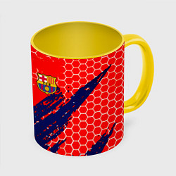 Кружка 3D Барселона спорт краски текстура, цвет: 3D-белый + желтый
