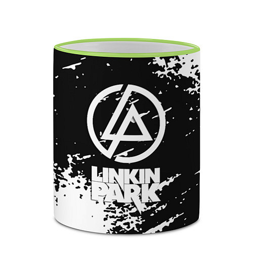 Кружка цветная Linkin park logo краски текстура / 3D-Светло-зеленый кант – фото 2