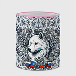 Кружка 3D Белый русский волк я русский, цвет: 3D-розовый кант — фото 2