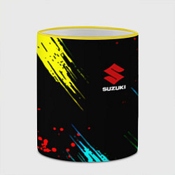 Кружка 3D Suzuki краски абстрактные, цвет: 3D-желтый кант — фото 2