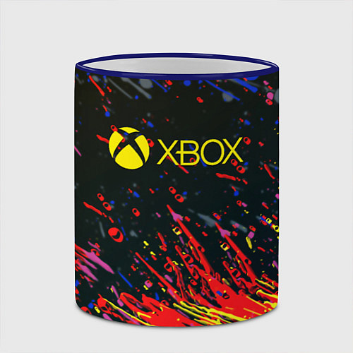 Кружка цветная Xbox краски текстура / 3D-Синий кант – фото 2