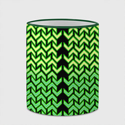 Кружка 3D Зелёные стрелки на чёрном фоне киберпанк, цвет: 3D-зеленый кант — фото 2