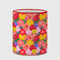 Кружка 3D Летний цветочный фон, цвет: 3D-красный кант — фото 2