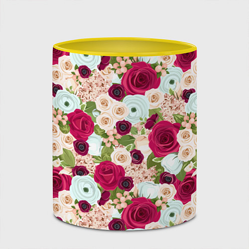 Кружка цветная Цветочный фон / 3D-Белый + желтый – фото 2