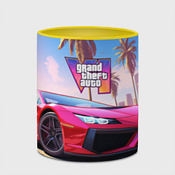 Кружка 3D GTA 6 logo auto style, цвет: 3D-белый + желтый — фото 2