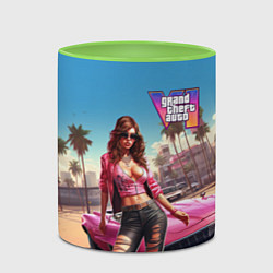 Кружка 3D GTA 6 girl logo, цвет: 3D-белый + светло-зеленый — фото 2