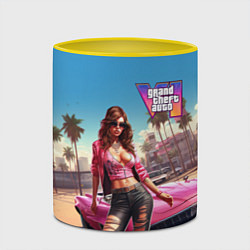 Кружка 3D GTA 6 girl logo, цвет: 3D-белый + желтый — фото 2