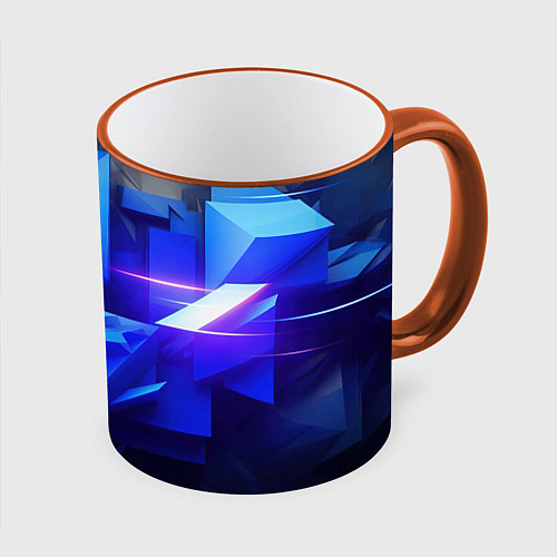 Кружка цветная Black blue background abstract / 3D-Оранжевый кант – фото 1