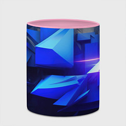 Кружка 3D Black blue background abstract, цвет: 3D-белый + розовый — фото 2