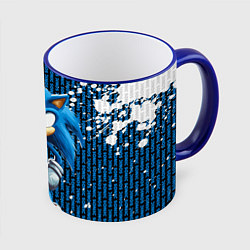 Кружка 3D Sonic - splash and logo, цвет: 3D-синий кант