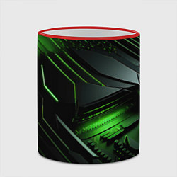 Кружка 3D Металл и зеленый яркий неоновый свет, цвет: 3D-красный кант — фото 2