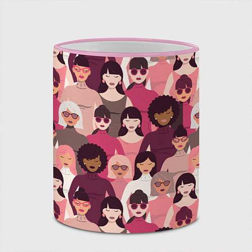 Кружка цветная Гламурные девушки / 3D-Розовый кант – фото 2