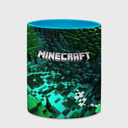 Кружка 3D Minecraft logo в стиле киберпанк, цвет: 3D-белый + небесно-голубой — фото 2