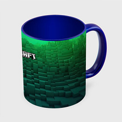 Кружка 3D Minecraft logo green, цвет: 3D-белый + синий