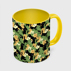 Кружка 3D Котофляж, цвет: 3D-белый + желтый