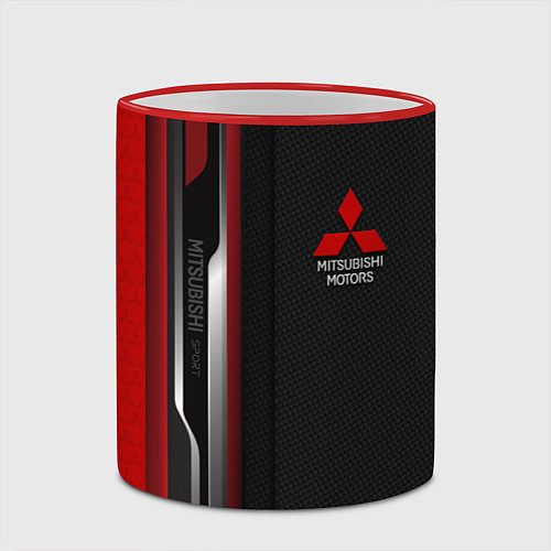 Кружка цветная Mitsubishi - carbon style / 3D-Красный кант – фото 2