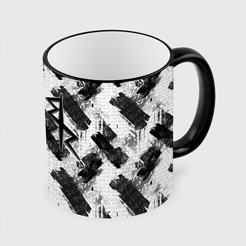 Кружка цветная Cyberpunk: Edgerunners - black and white / 3D-Черный кант – фото 1