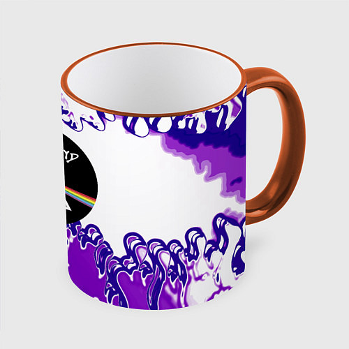Кружка цветная Pink floyd violet splash / 3D-Оранжевый кант – фото 1