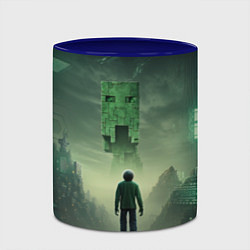 Кружка 3D Minecraft зеленый монстр и персонаж, цвет: 3D-белый + синий — фото 2