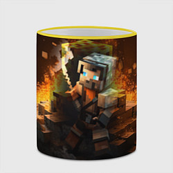 Кружка 3D Minecraft персонаж искры от огня, цвет: 3D-желтый кант — фото 2