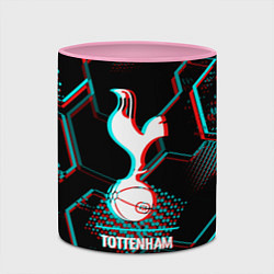 Кружка 3D Tottenham FC в стиле glitch на темном фоне, цвет: 3D-белый + розовый — фото 2