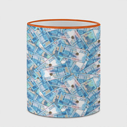 Кружка 3D Деньги - купюры в 2 тысячи рублей, цвет: 3D-оранжевый кант — фото 2