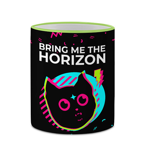 Кружка цветная Bring Me the Horizon - rock star cat / 3D-Светло-зеленый кант – фото 2