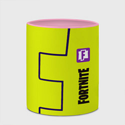 Кружка 3D Fortnite logo yellow game, цвет: 3D-белый + розовый — фото 2