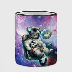 Кружка 3D Brave cat in space - ai art, цвет: 3D-черный кант — фото 2