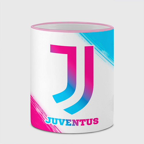 Кружка цветная Juventus neon gradient style / 3D-Розовый кант – фото 2