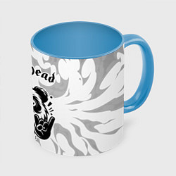 Кружка 3D Motorhead рок панда на светлом фоне, цвет: 3D-белый + небесно-голубой